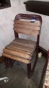 4 x Tubular Steel Stacking Chairs with Timber Slats