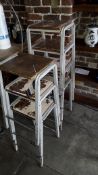 7 x Vintage Tubular Steel Stacking Stools with Plywood Seats