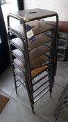 6 x Vintage Tubular Steel Stacking Stools with Plywood Seats