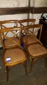 4 x Bent Wood Dining Chairs with Drop In Rattan Seats