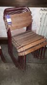 5 x Tubular Steel Stacking Chairs with Timber Slats