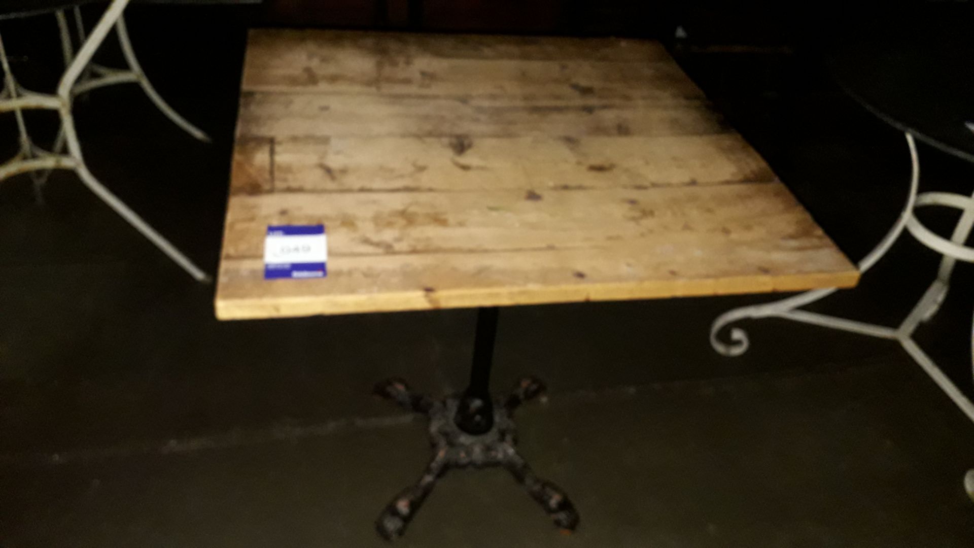 Cast Iron Base Timber Topped Table 700 x 700 - Image 2 of 2