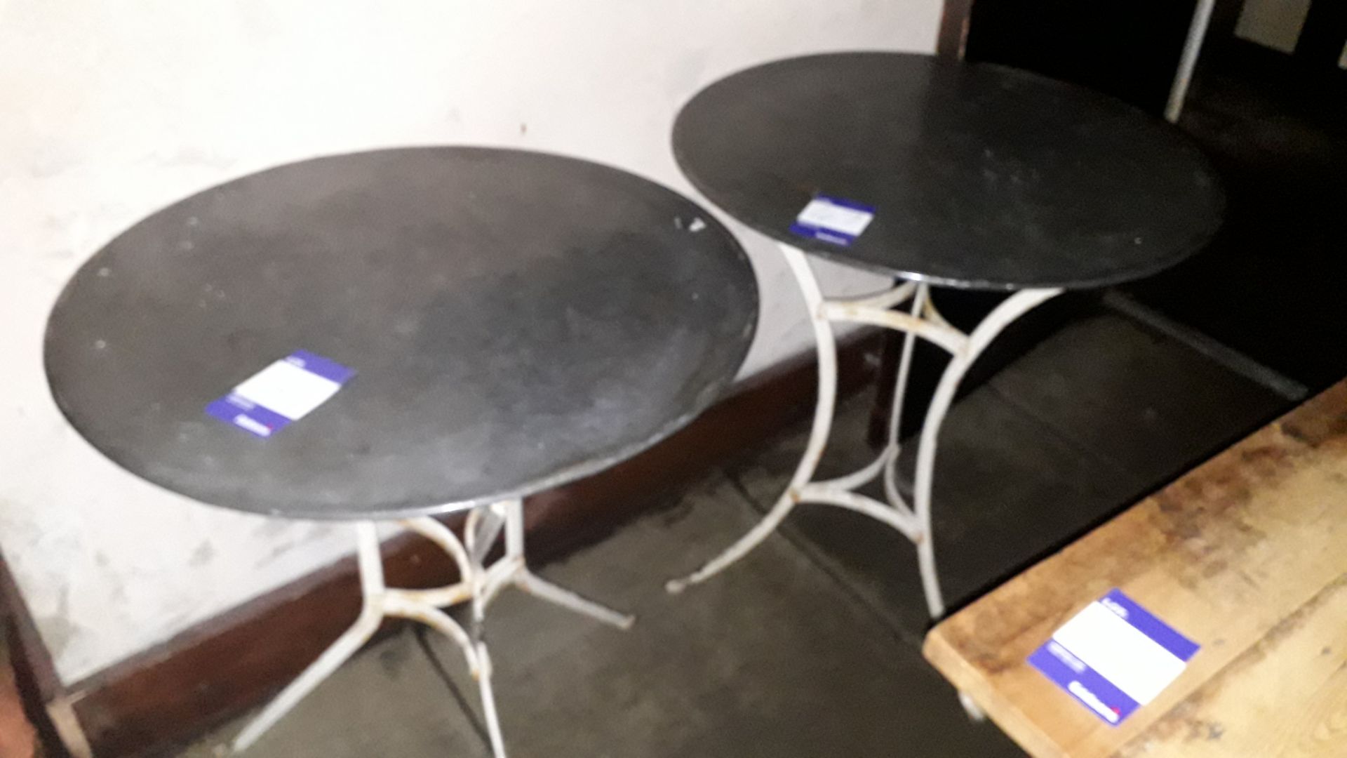 2 x Steel Framed Ornate 600mm Circular Garden Tables