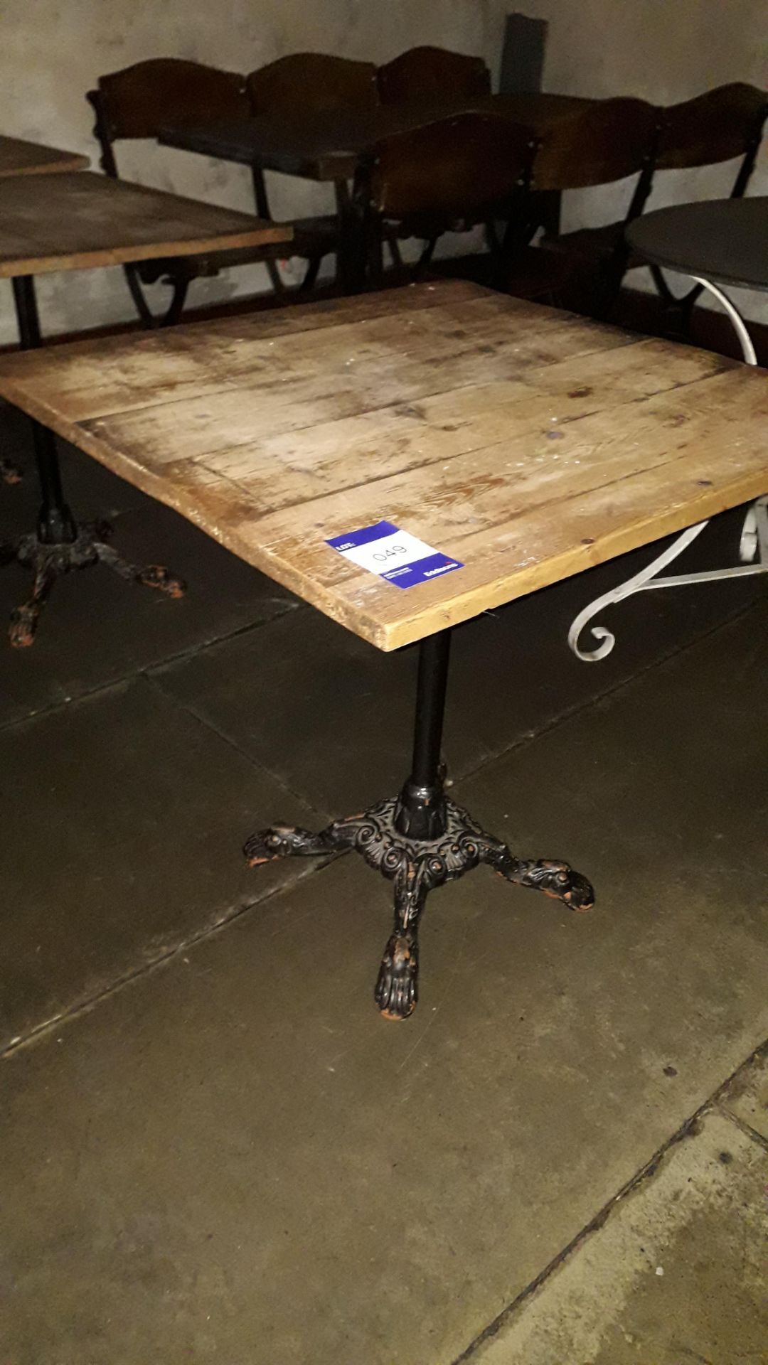 Cast Iron Base Timber Topped Table 700 x 700