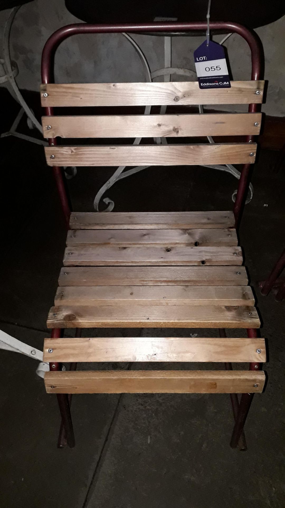 4 x Tubular Steel Stacking Chairs with Timber Slats - Image 2 of 2