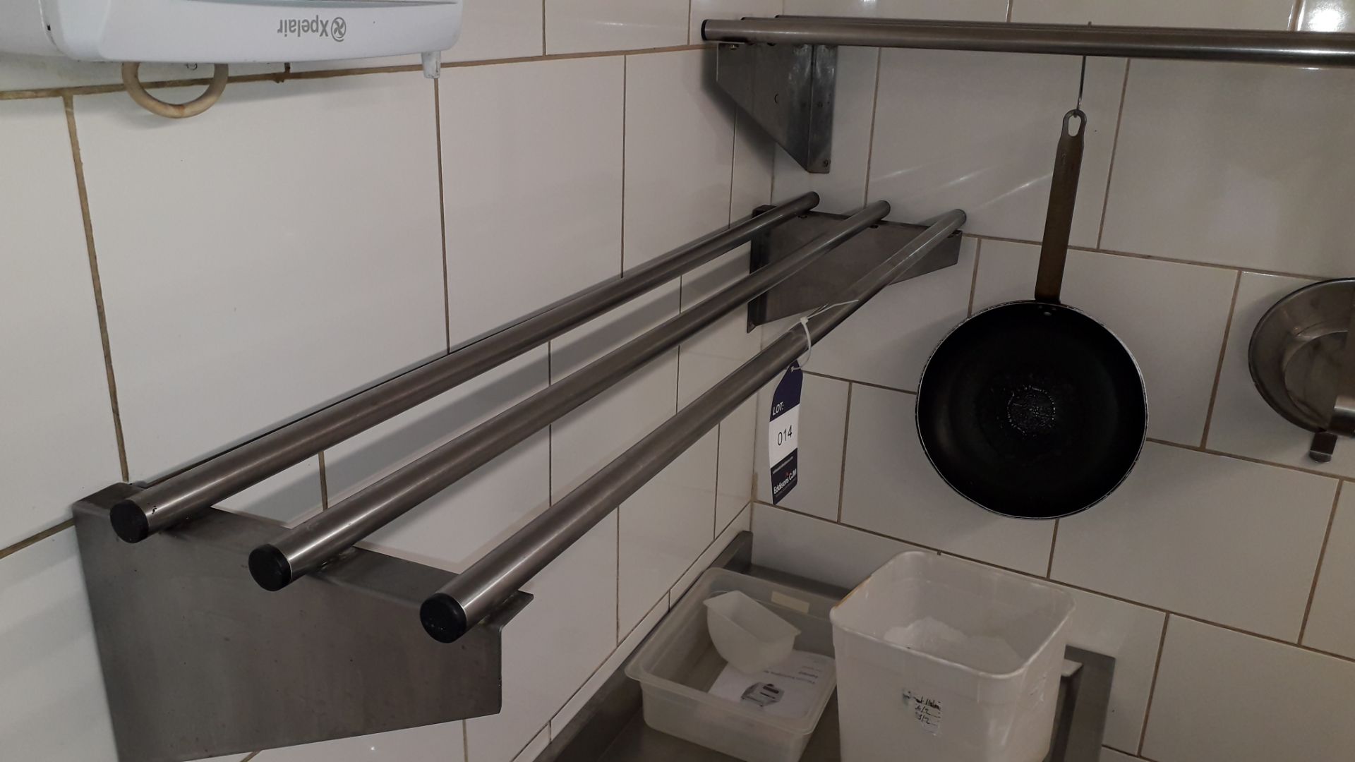2 x Stainless Steel Wall Mounted Wide Piped Shelves 1200mm - Image 2 of 2