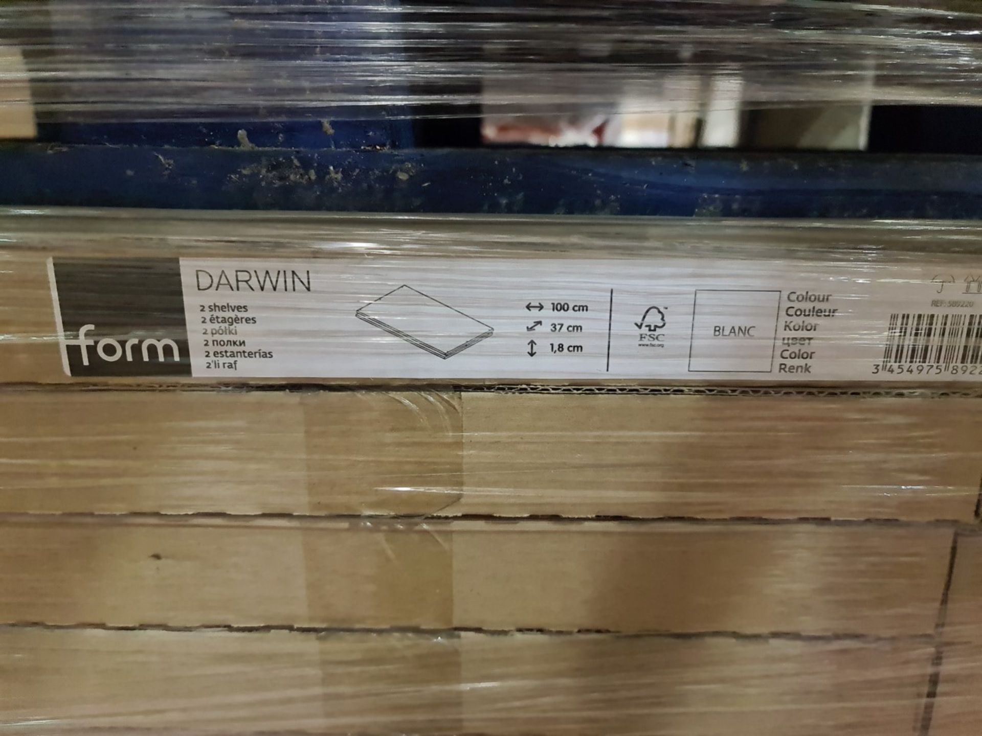 (E107) PALLET TO CONTAIN 60 x NEW SETS OF 2 DARWIN SHELVES IN WHITE. 100CM LONG x 37CM DEEP X 1. - Image 2 of 2