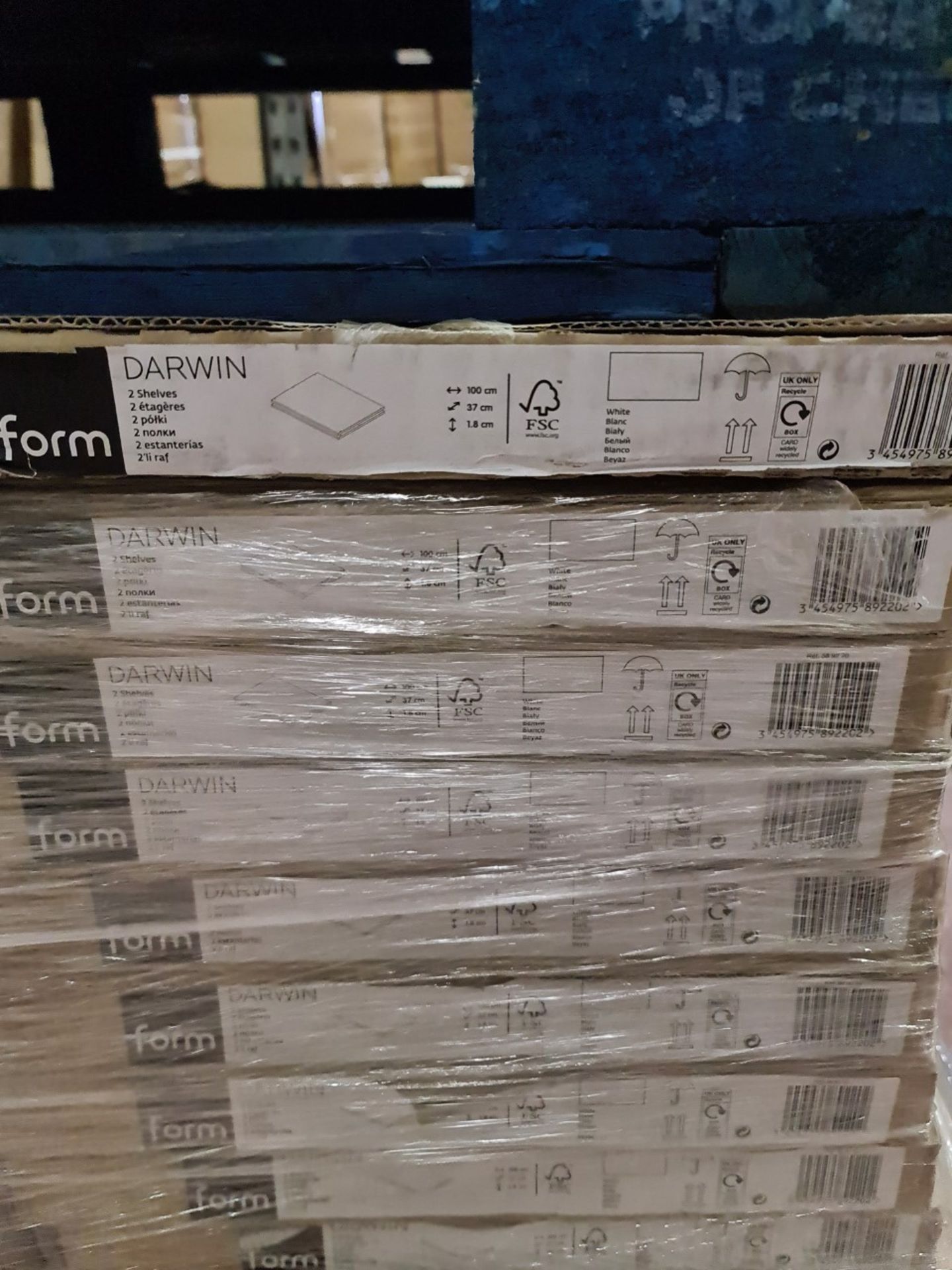 (E109) PALLET TO CONTAIN 32 x NEW SETS OF 2 DARWIN SHELVES IN WHITE. 100CM LONG x 37CM DEEP X 1. - Image 2 of 2