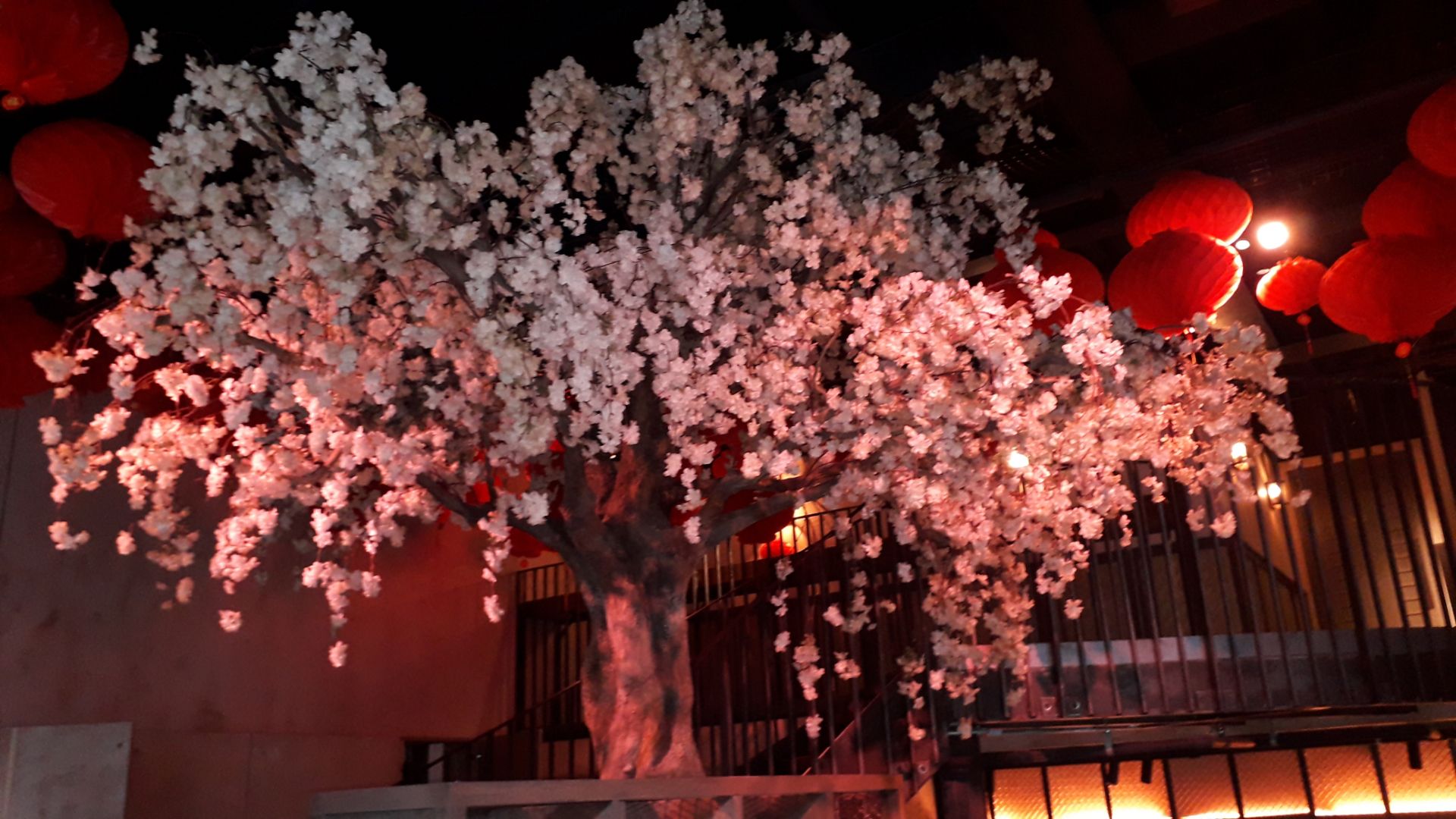 Artificial Cherry Blossom Tree (White), Overall height approx. 4,645mm (including 445mm base plate u