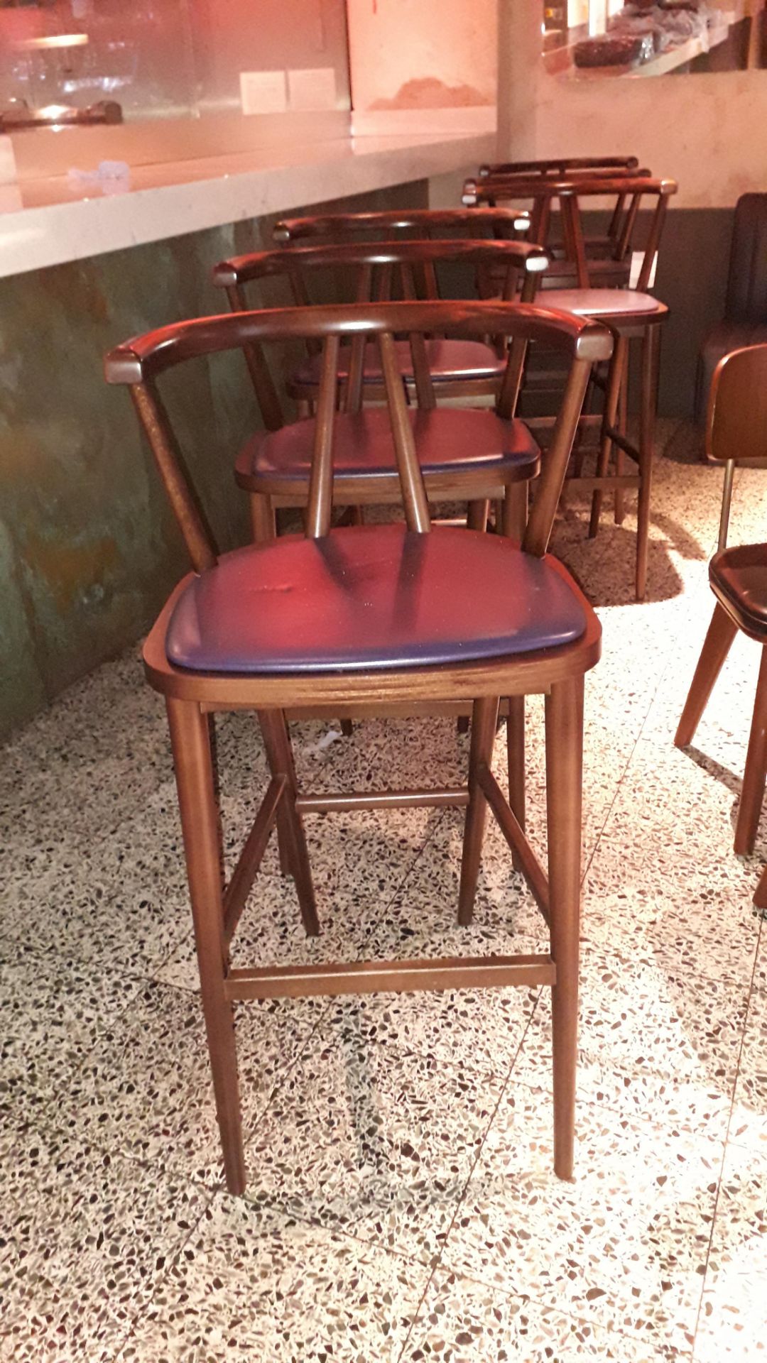 6 x Hill Cross Bette Timber Bar Stools with Arms - Image 2 of 2