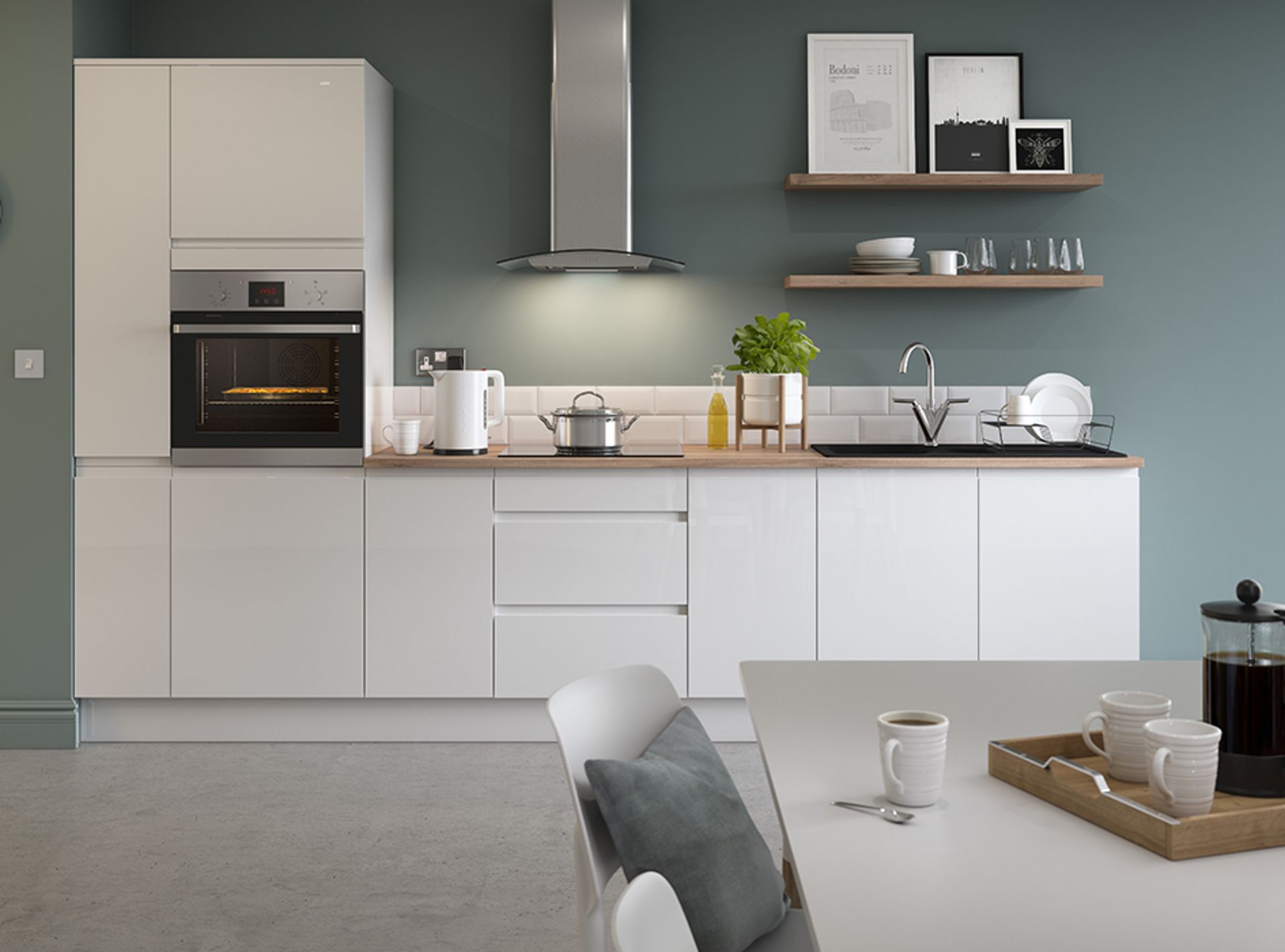 Circa 4,664 items of Kitchen Goods from the following ranges: Gloss White, Gloss Cream, Sandford