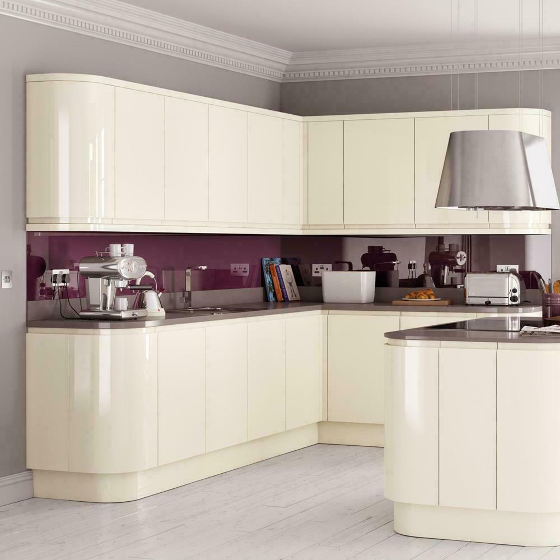 Circa 4,295 items of Kitchen Goods from the following ranges: Gloss White, Gloss Cream, Sandford