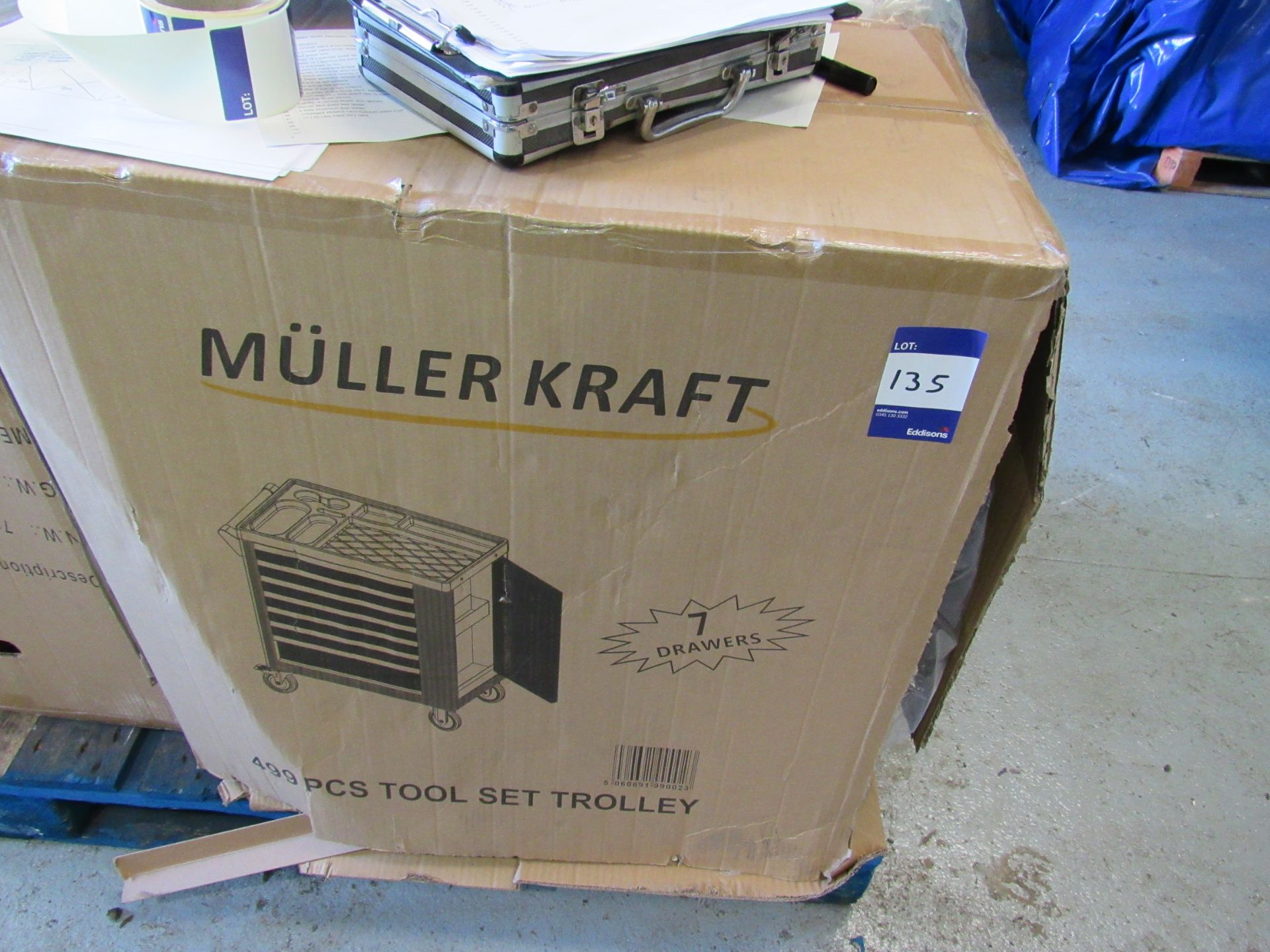 Muller Kraft 7 drawer roller tool chest with approx. 250 tools, Boxed and unused
