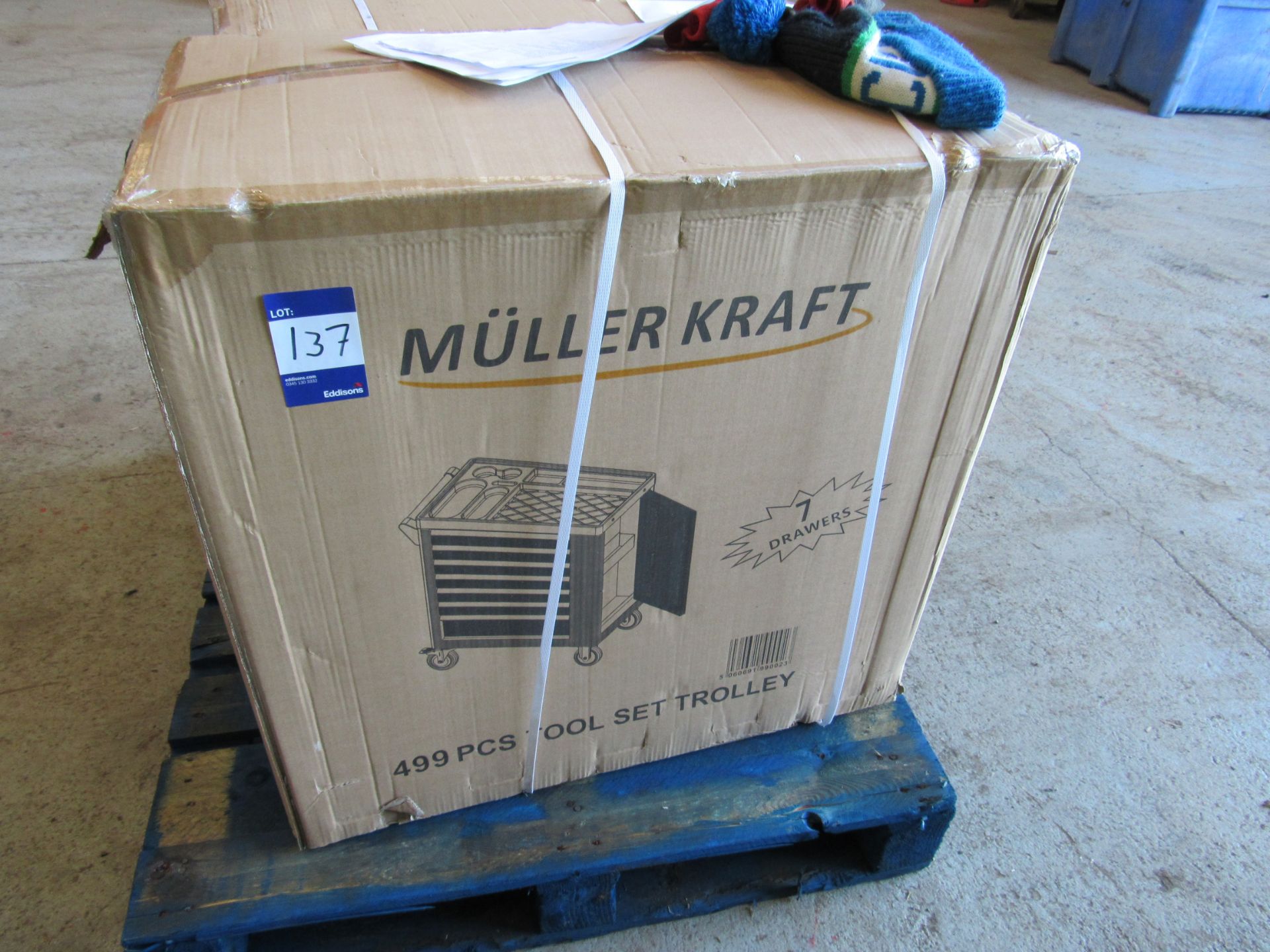 Muller Kraft 7 drawer roller tool chest with approx. 250 tools, Boxed and unused