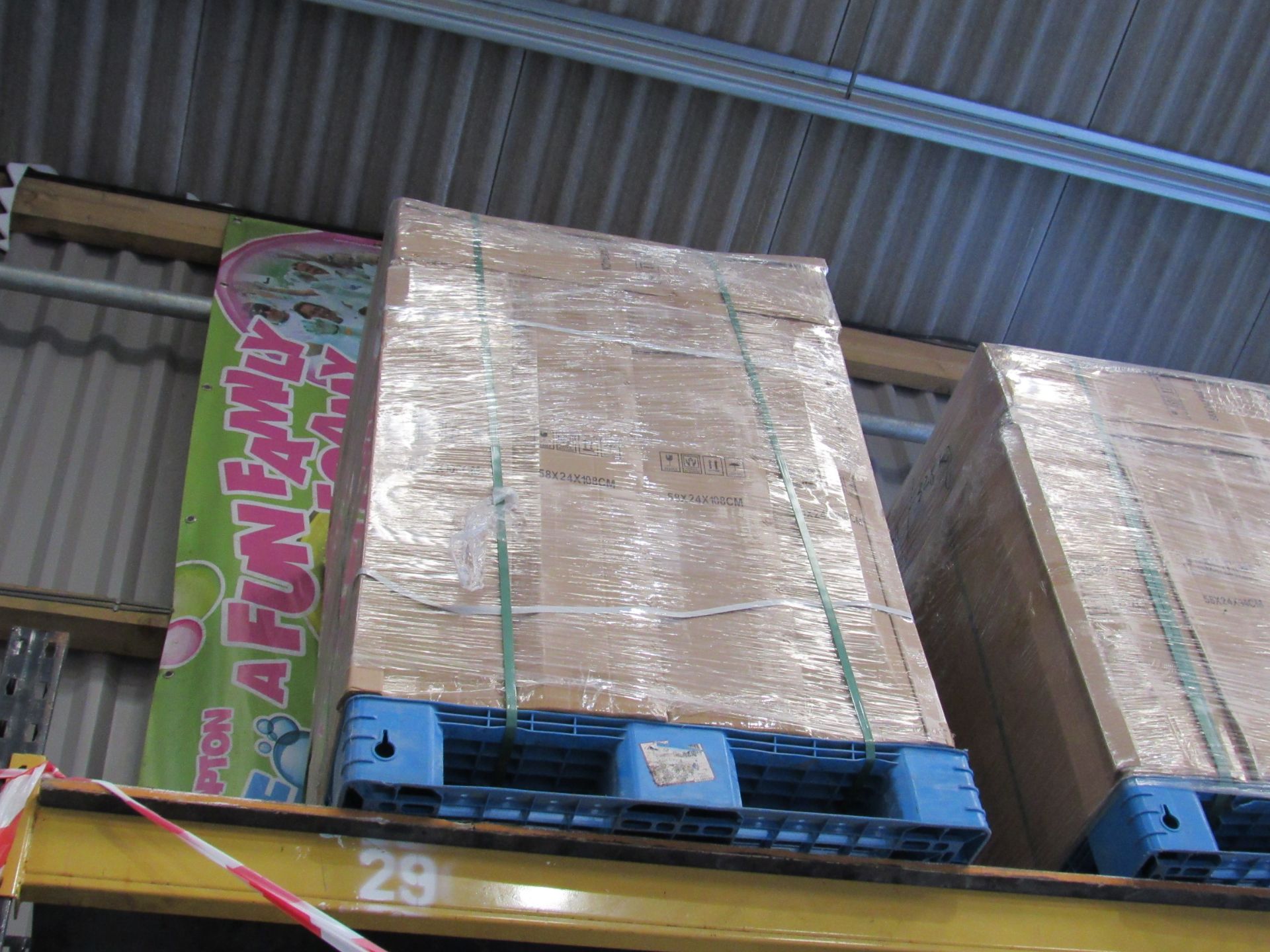 Pallet of pull-up sneeze/ covid protection screens