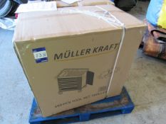 Muller Kraft 7 drawer roller tool chest with approx. 250 tools, Boxed and unused