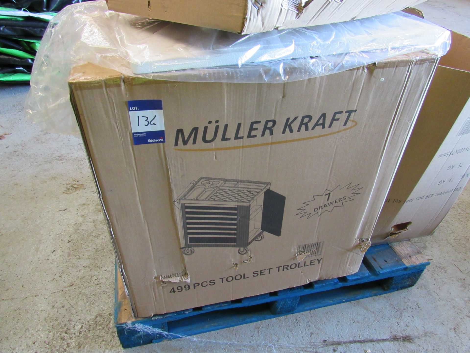 Muller Kraft 7 drawer roller tool chest with approx. 250 tools, Boxed and unused