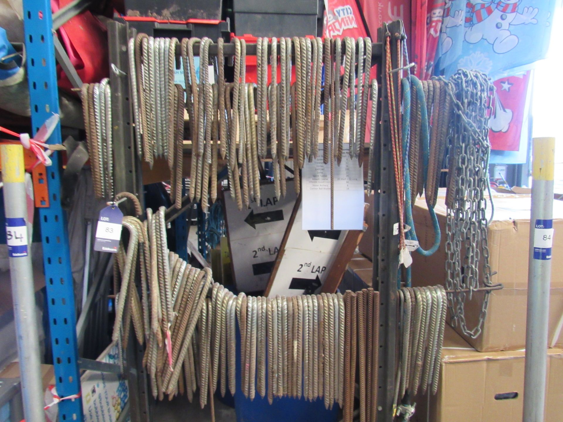 Large quantity of metal pins to rack