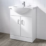 New & Boxed 550Mm Quartz Gloss White Built In Basin Cabinet. Rrp £349.99.Comes Complete With