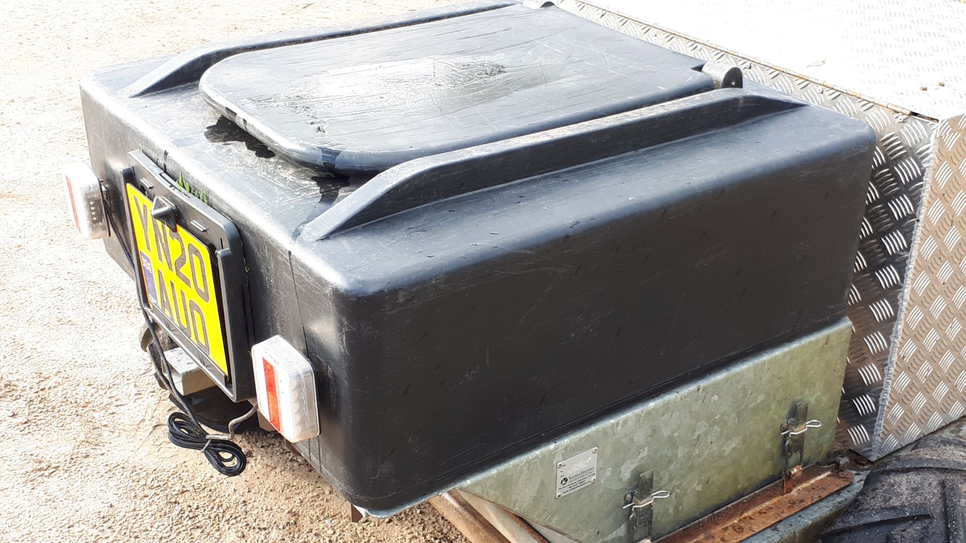 Solway trailer mounted game & poultry spin feeder, year 2019 (excludes trailer, lights, plate etc)