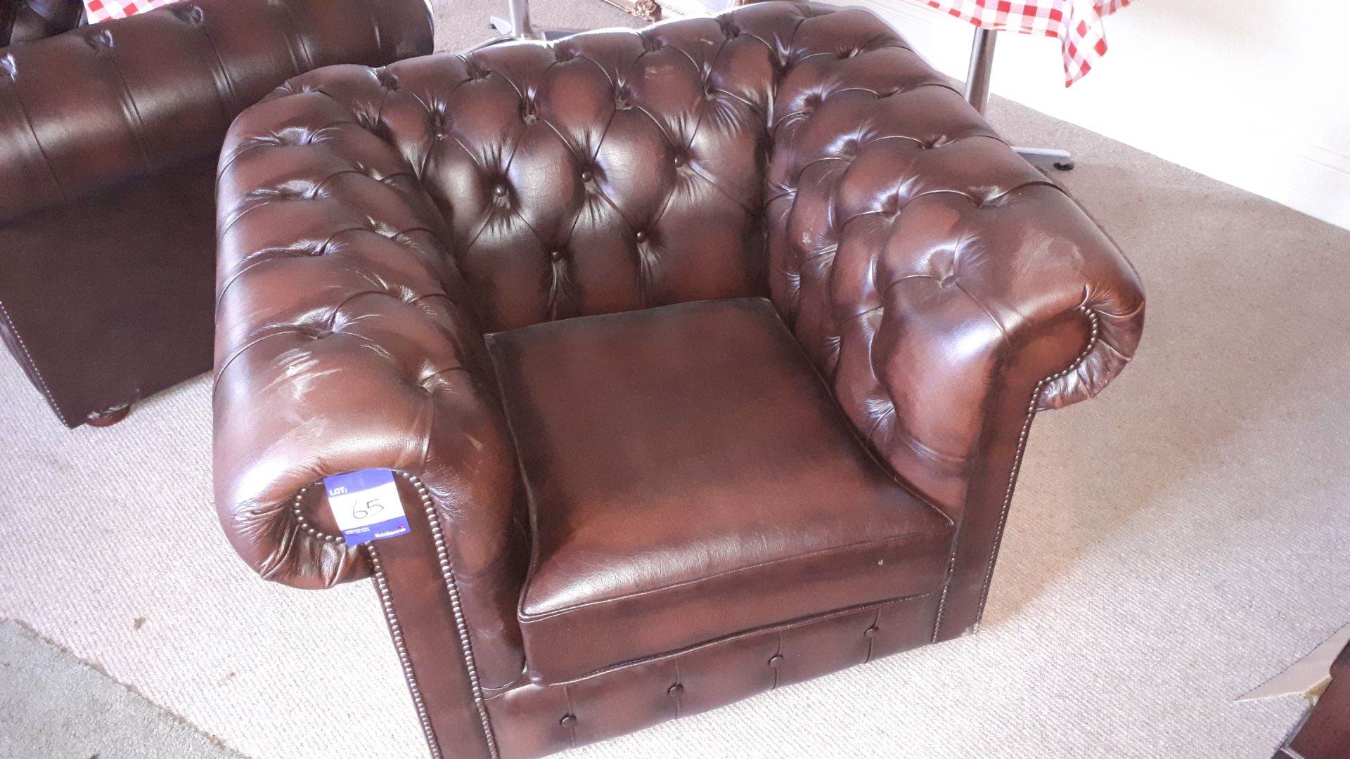 Chesterfield style leather effect tub chair