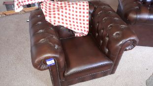 Chesterfield style leather effect tub chair