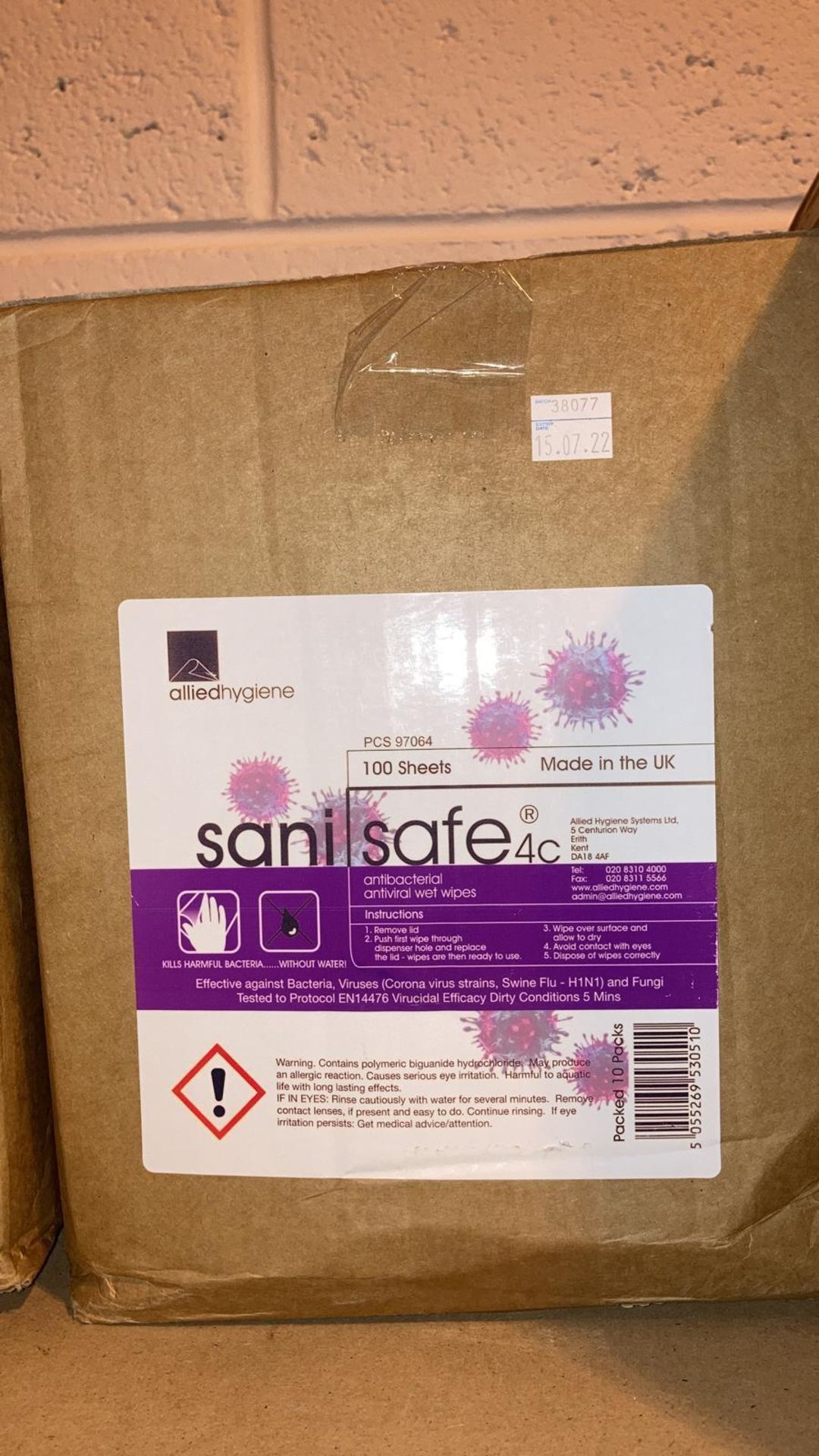 4000 (40 packs) Sanisafe Anti-Viral Surface Wipes - Image 2 of 2
