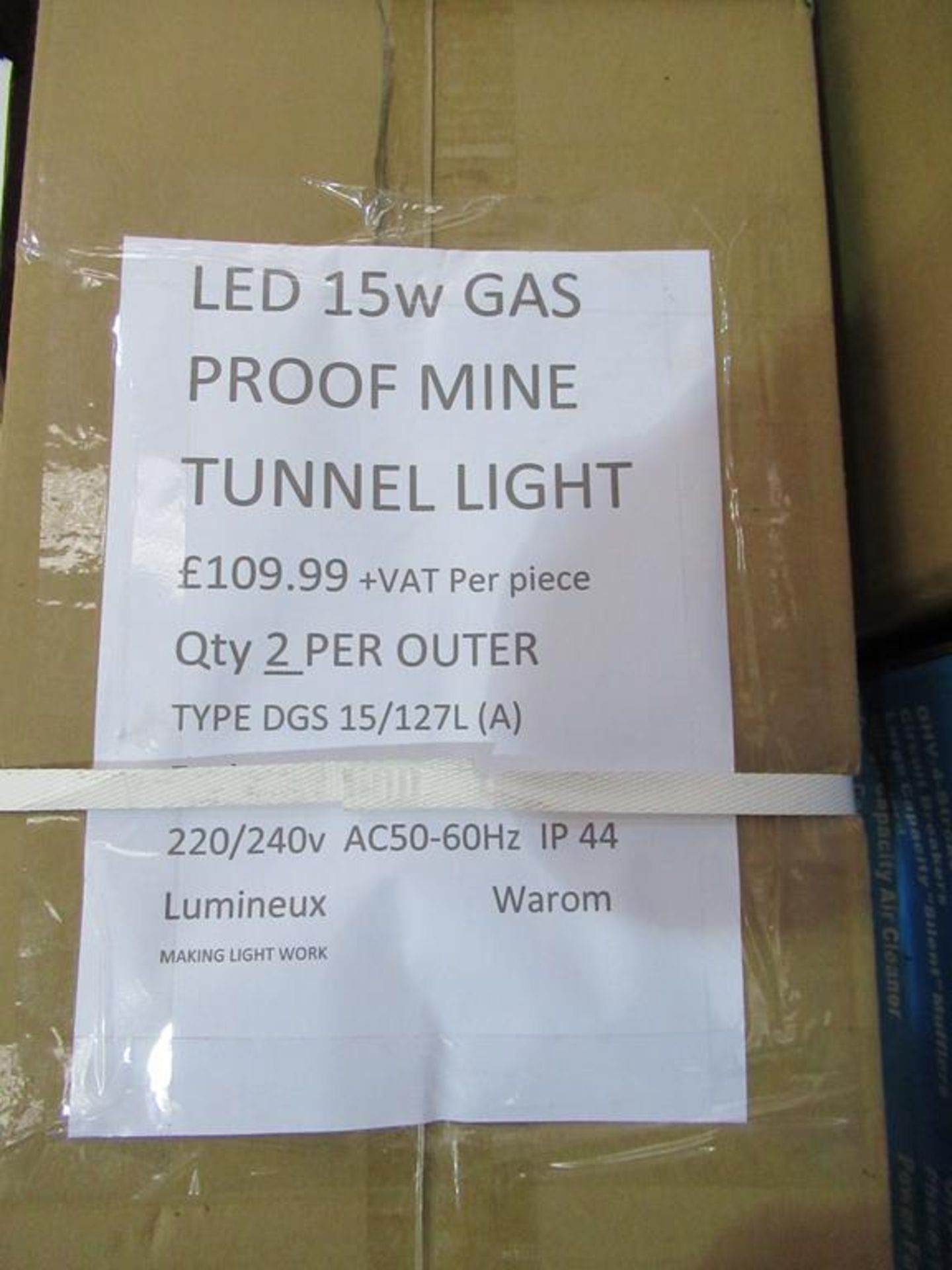 Unopened box of 2 x explosion proof Warum brand tunnel 15W LED lights model DGS 127L - Image 2 of 3