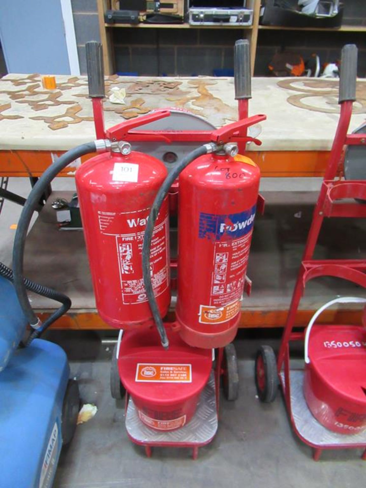 Fire Safety Barrow with extinguishers and bucket