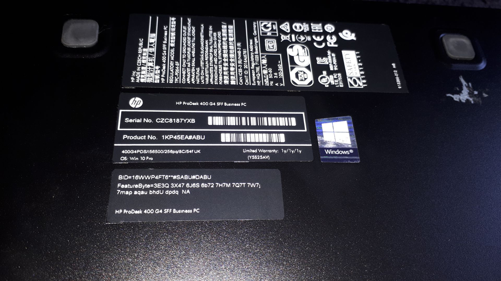 HP ProDesk 400 G4 SFF Business PC, Serial Number C - Image 2 of 3