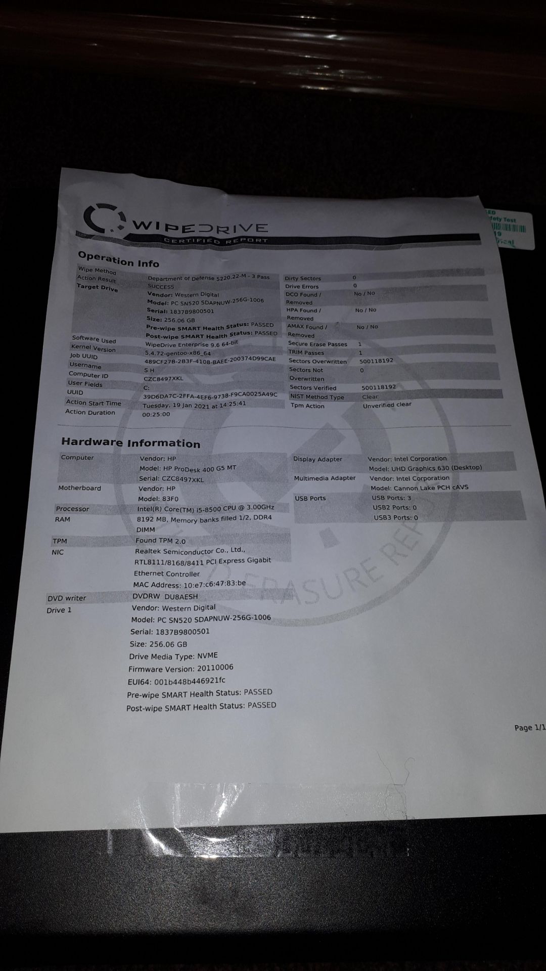 HP ProDesk 400 G5 MT desktop computer, Serial Numb - Image 4 of 4