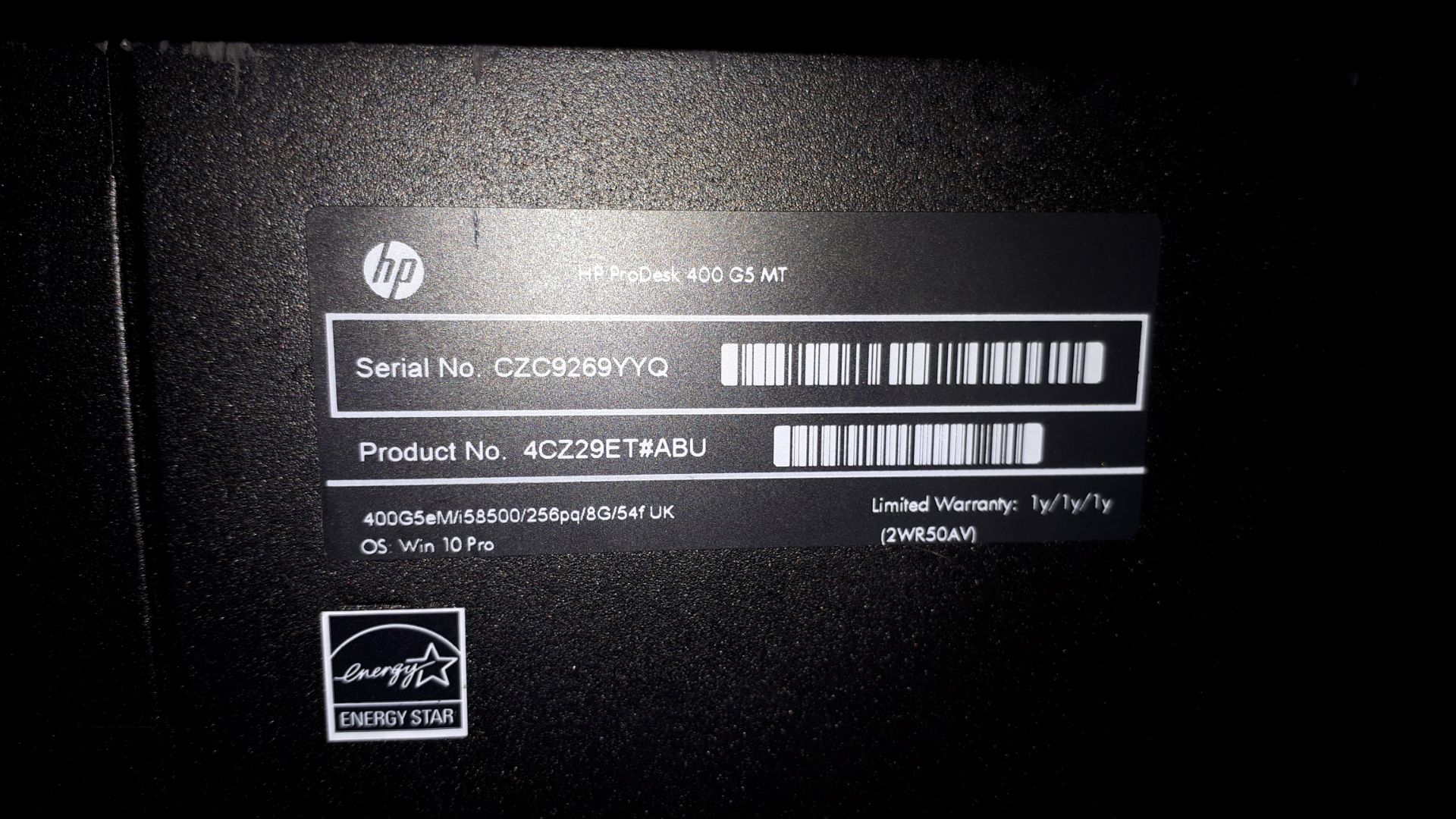 HP ProDesk 400 G5 MT desktop computer, Serial Numb - Image 2 of 4