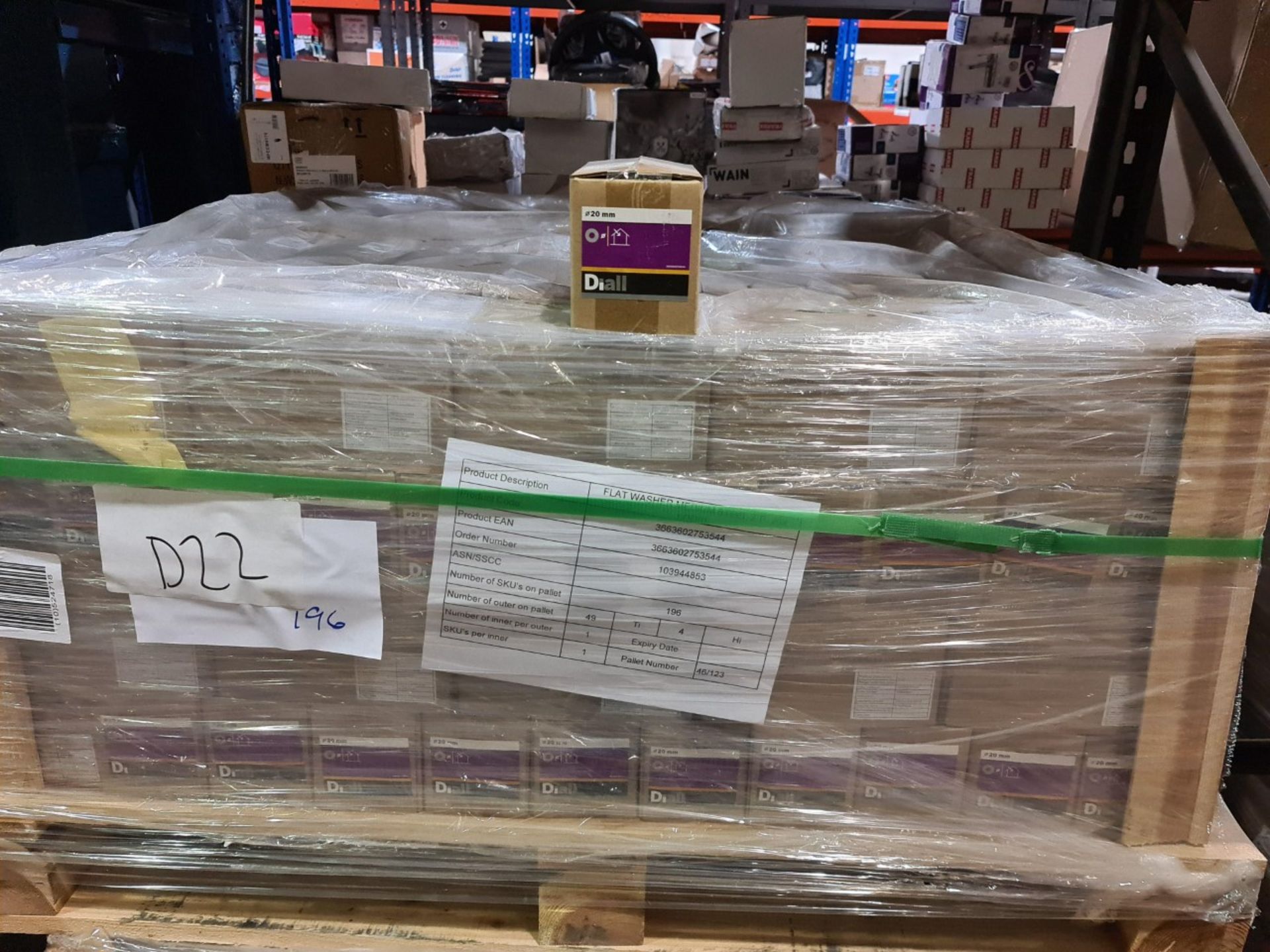 (D22) PALLET TO CONTAIN 196 x NEW 4KG BOXES OF 20M