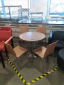 Dining Set of 6 Wooden Top Metal Frame Chairs and Round Wooden Top Table