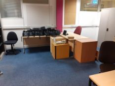 Contents of three Offices to include various desks, mobile office chairs etc.