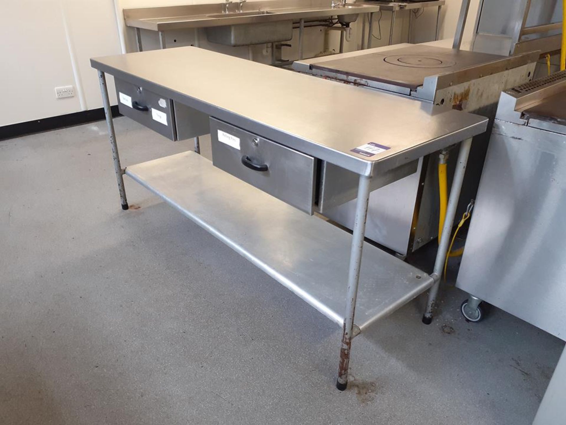 6x S/S Top Prep Tables (1 on wheels, 3x Steel Frame) - Image 5 of 6