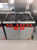 Barlett Yeoman S/S 6 Burner Gas Range Double Door Commercial Cooker.