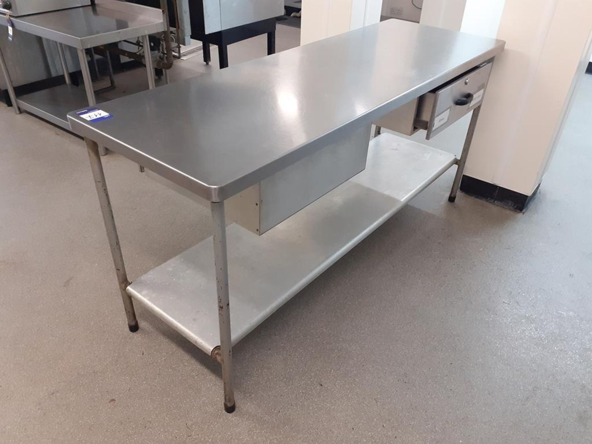 6x S/S Top Prep Tables (1 on wheels, 3x Steel Frame) - Image 2 of 6