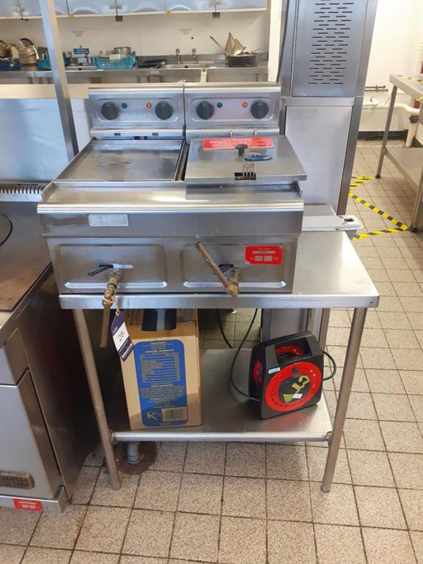 S/S Twin Basket Commercial Electric Fryer with S/S Prep Table