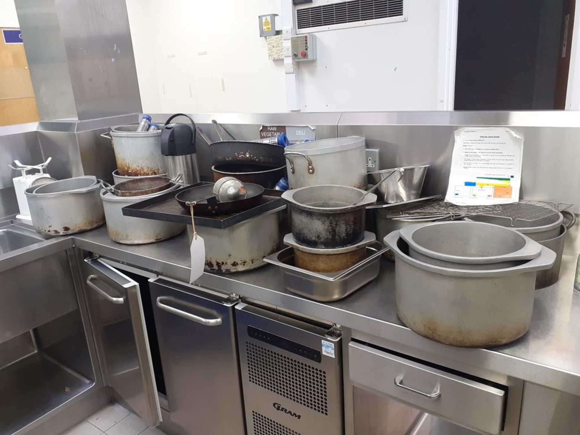 Large Qty of Cookware to include Pans, Trays, Knives etc and 2x Electric Scales