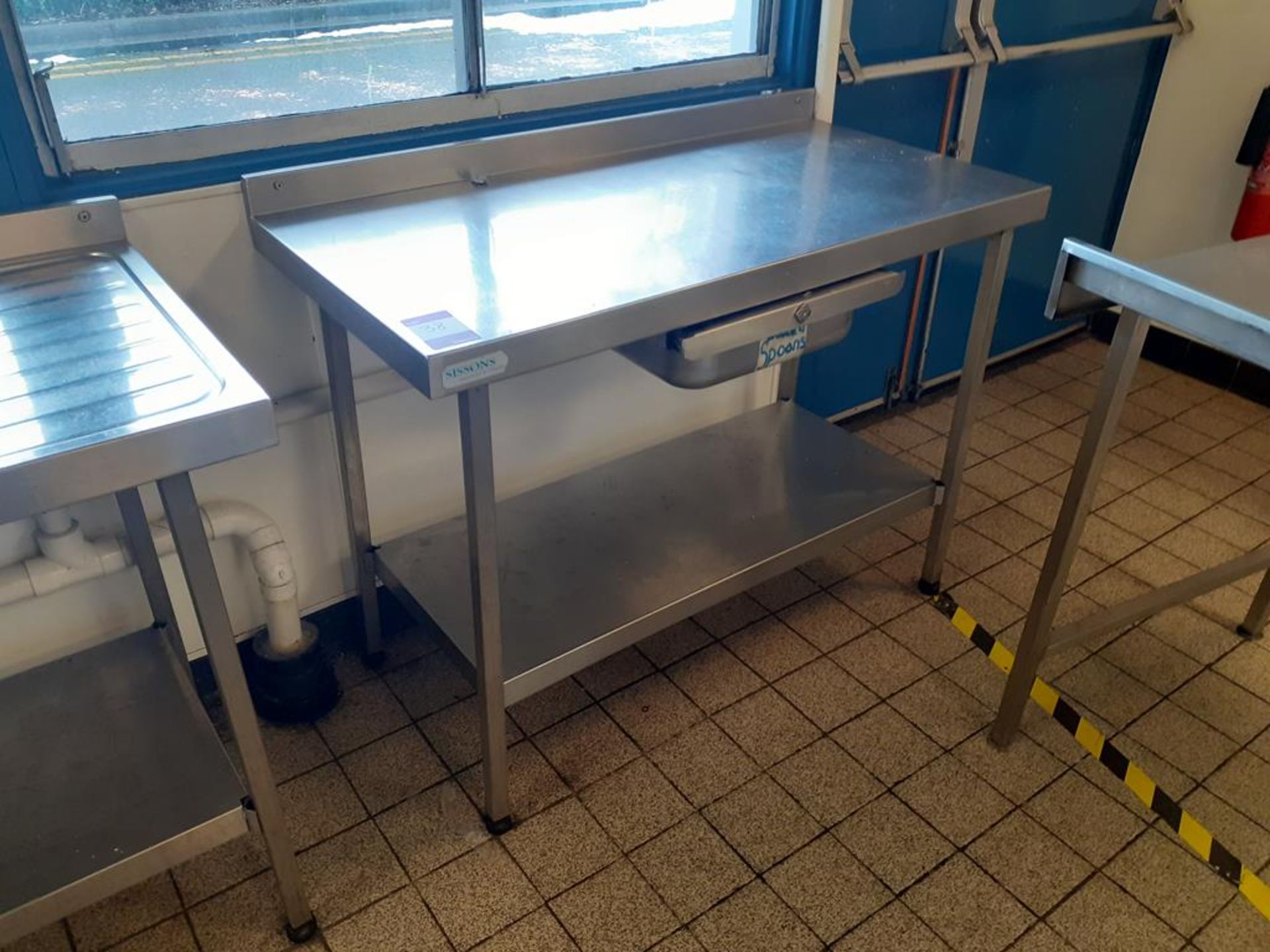 6x Various Sizes S/S Prep Tables, 1x Sissons S/S Sink Unit and 1x S/S Mobile Prep Table - Image 2 of 6