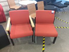 Set of two Orange Upholstery Effect Wooden Frame Chairs, 2x Wooden Tables and Desk.