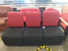 3x Red and Black Upholstery Effect Armless Chairs