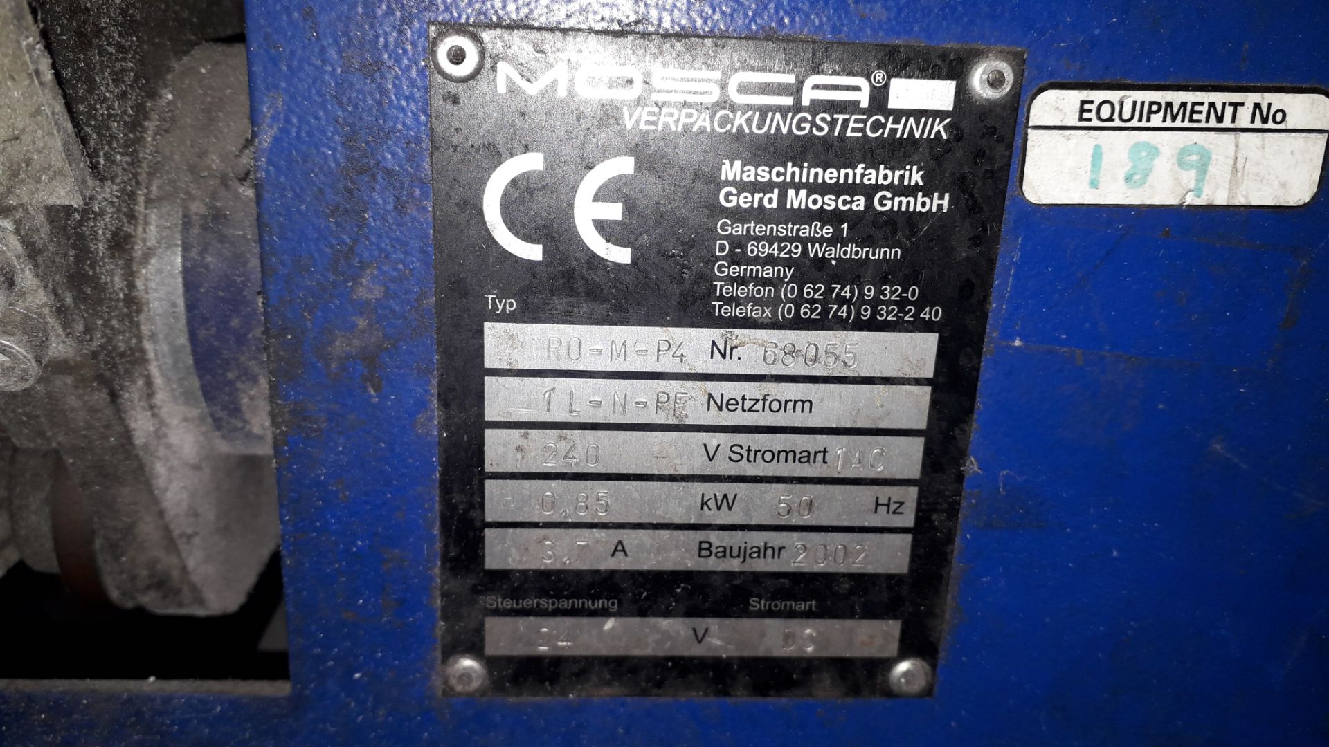 Mosca ROM P4 Strapping Machine, Serial Number 68055 (2002) - Image 2 of 2