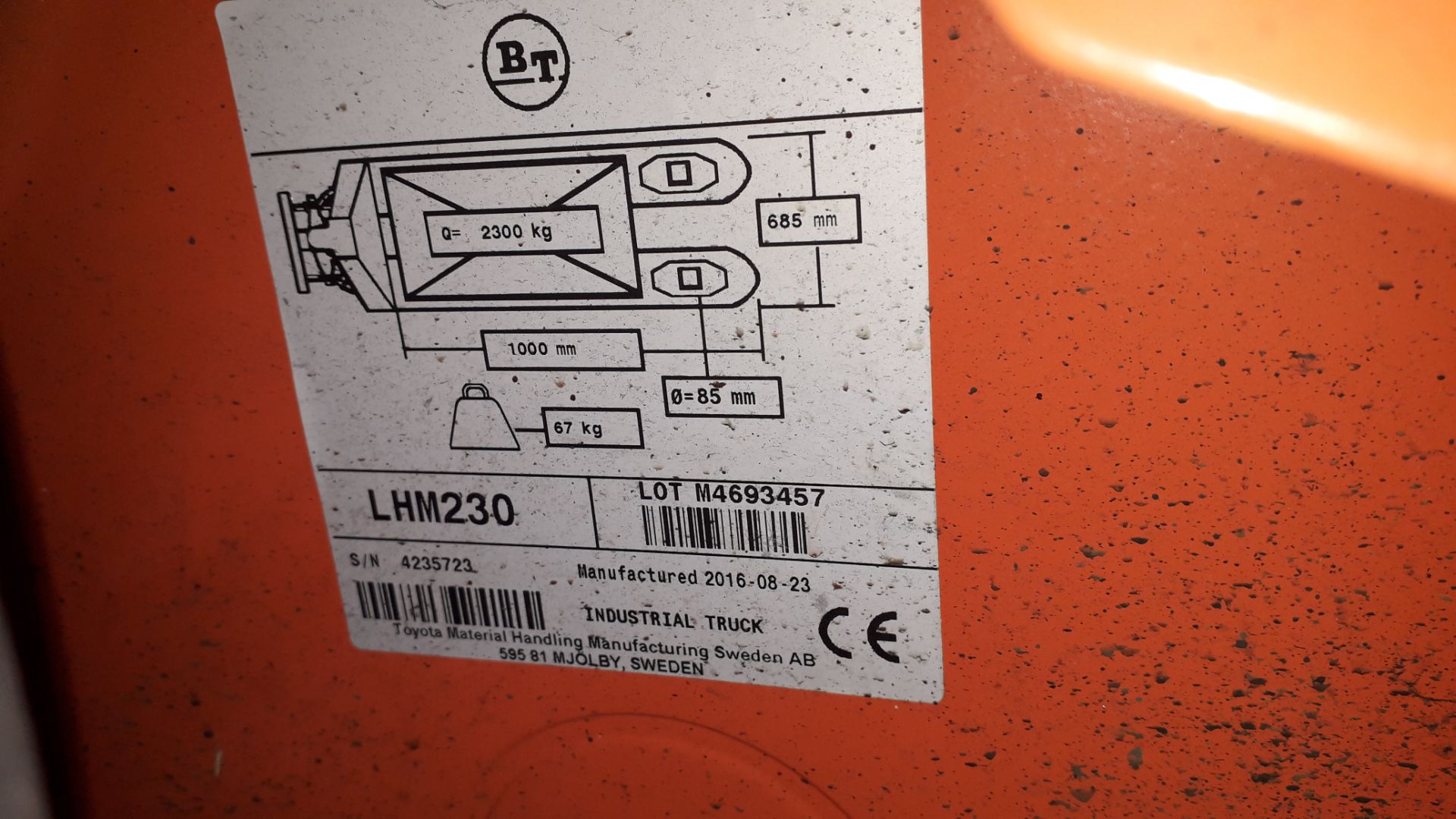 BT Lifter LMH230 2,300Kg Pallet Truck (2016) - Image 2 of 2