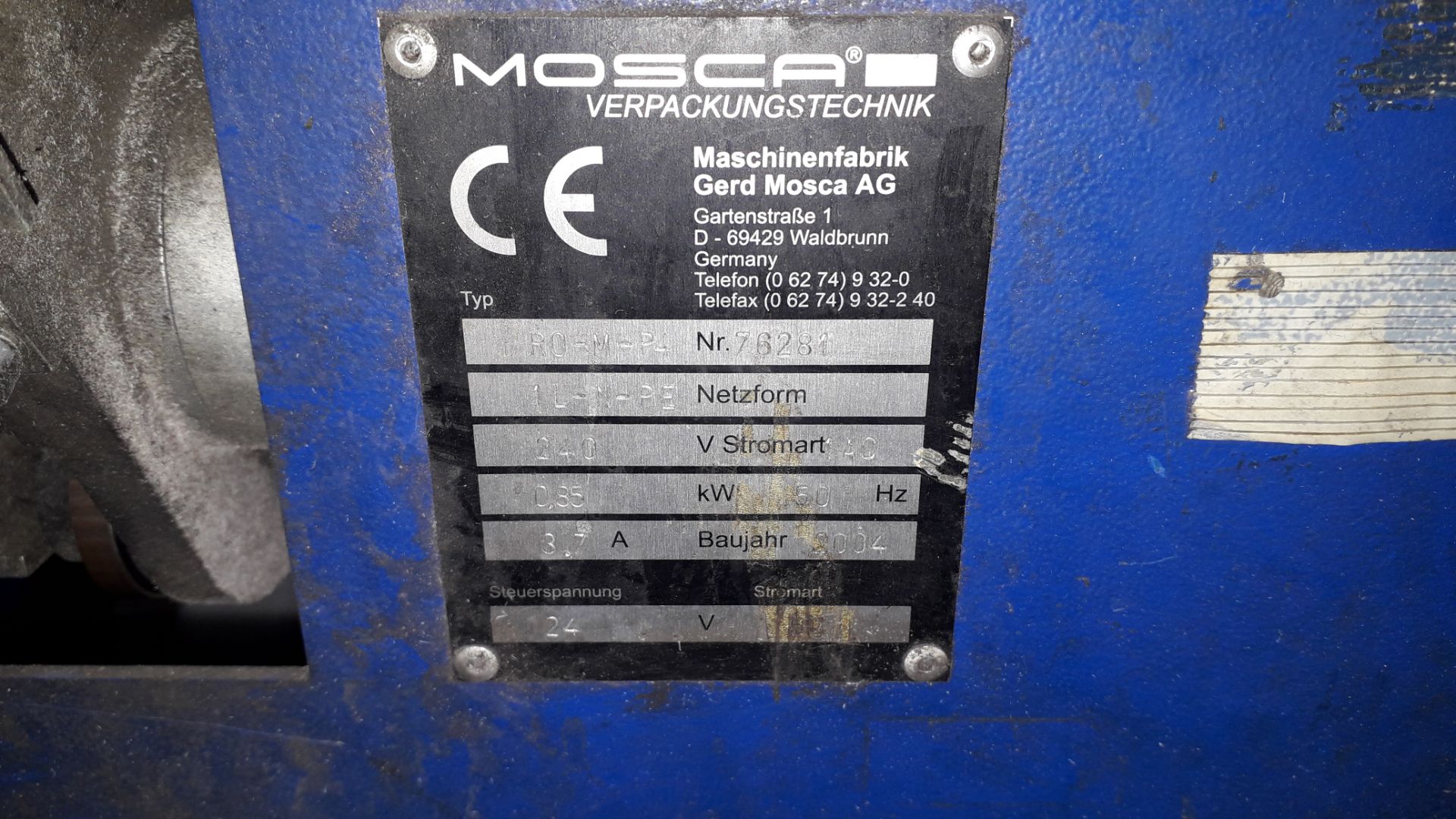 Mosca ROM P4 Strapping Machine, Serial Number 76281 (2004) - Image 3 of 3