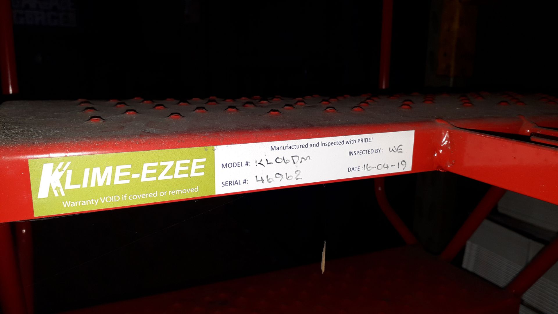 Klime-Ezee KL06DM Steel 6 Tread Access Platform, Serial Number 46962 (2019) - Image 3 of 3