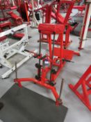 An Unbranded Lean Over Plate Loaded Pull Up Exercise Machine