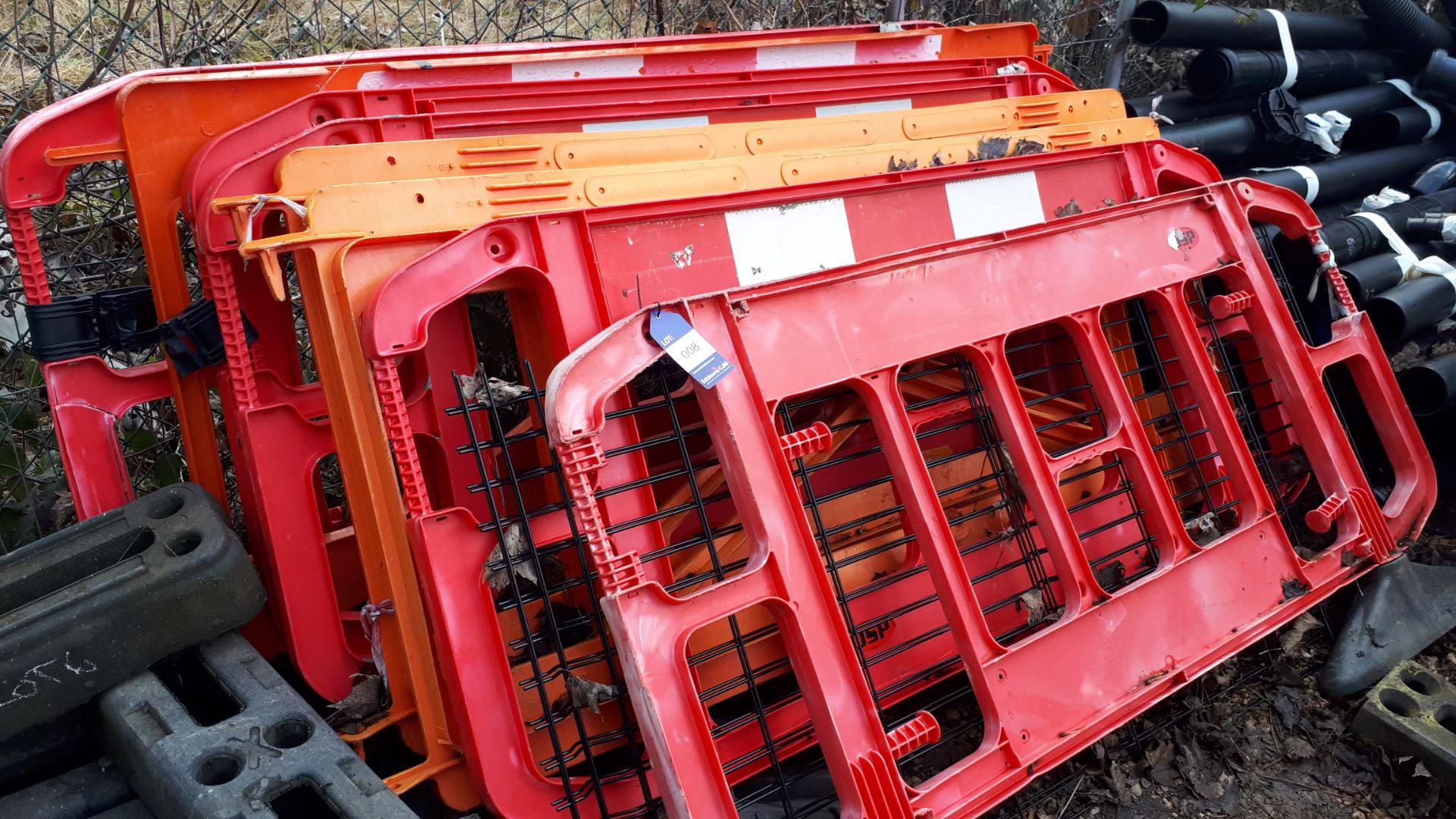 Assortment of plastic pedestrian barriers