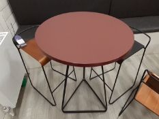 Contemporary Breakout Furniture, comprising; circular Poseur Table 700 diameter & 2 High Stools